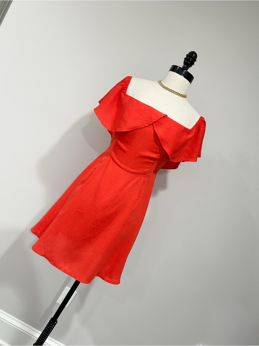 Charlotte Russe Red Off-Shoulder Flounce Mini Dress